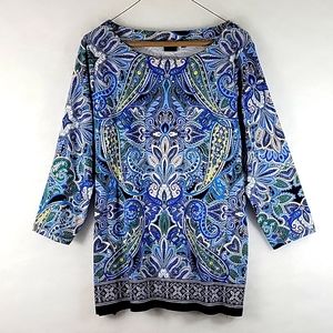 Raffaella Multicolored Paisley 3/4 Sleeve Top Size XXL
